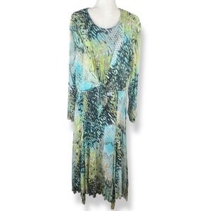 Picadilly Fashions Dress & Jacket Womens Size Large Abstract‎ Artsy Boho Indie